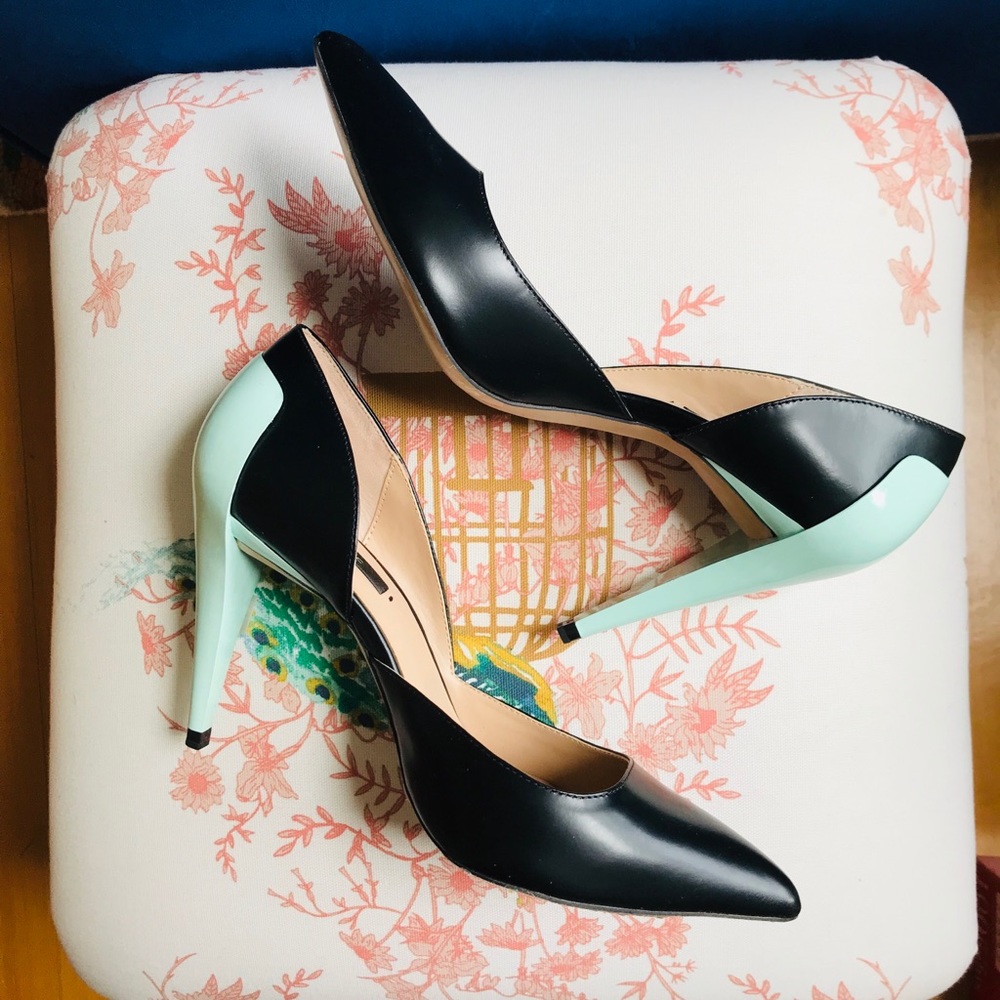 New With Box Zara Combined Leather Court Heel